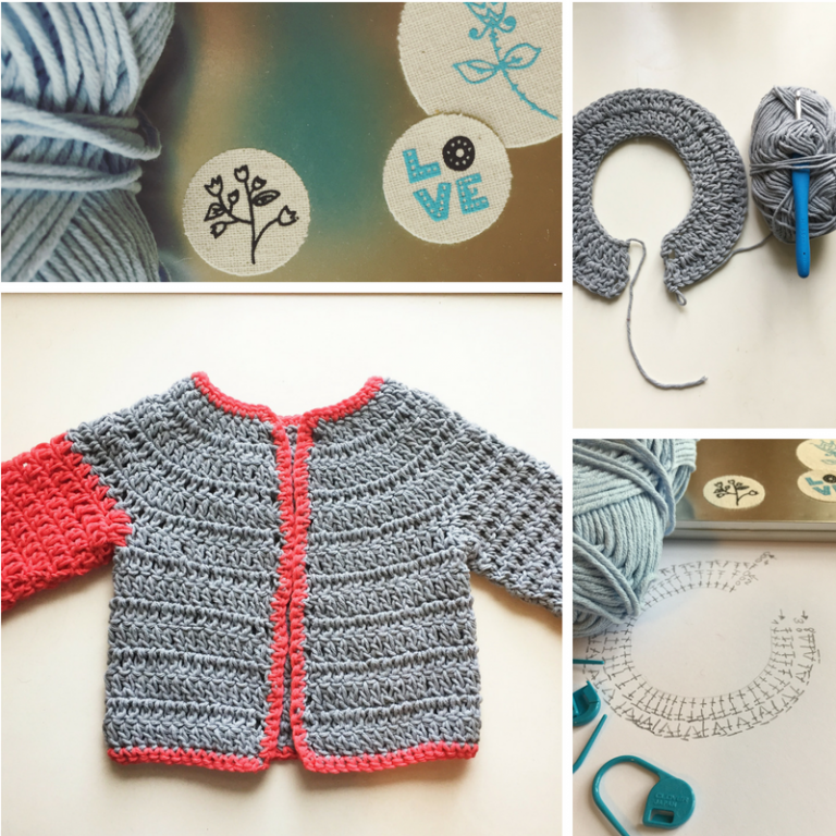 No Grey Mouse - crochet pattern for a baby cardigan - Bliss and Blisters